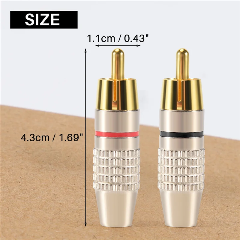 A23E-20 Pcs RCA Plug Audio Video Locking Cable Connector Gold Plated