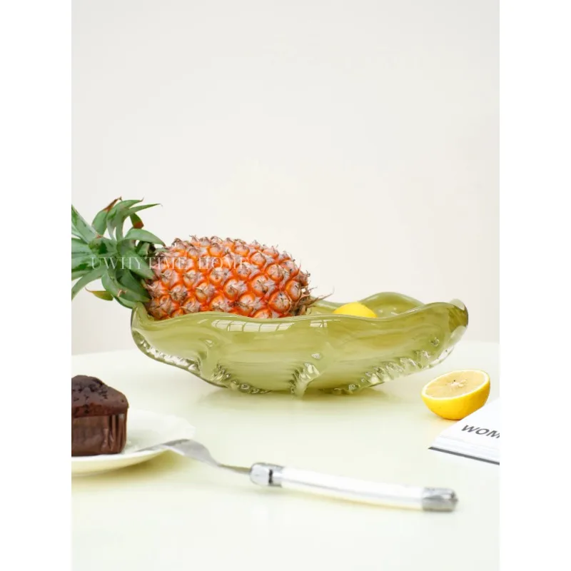 

Sense of atmosphere High-end art fruit plate Salad plate Dessert decorative plate Handmade glazed