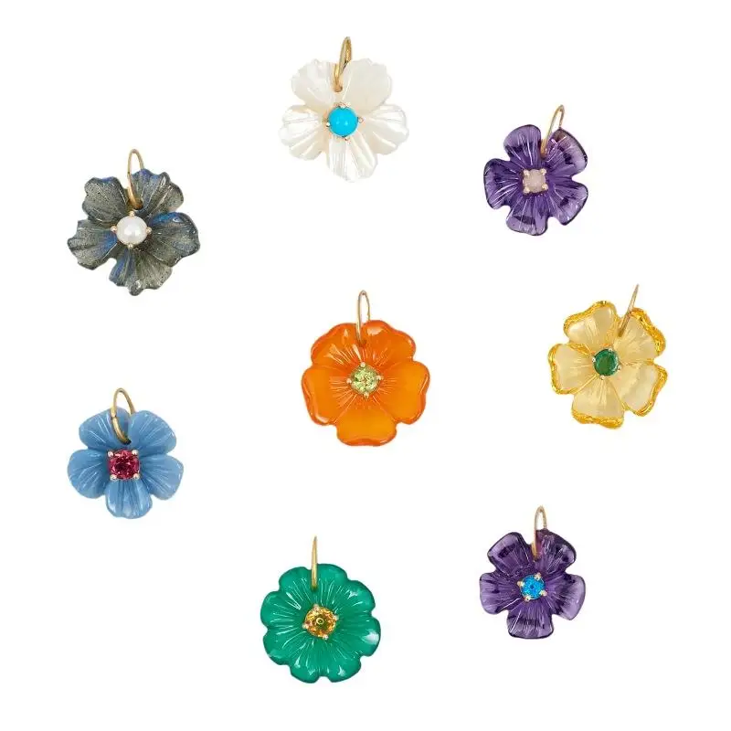 Bunter Harz-Blumen-Zirkon-Anhänger für DIY-Halskettenherstellung, Alltagskleidung, Dating und Geschenke für Frauen – Detail 3