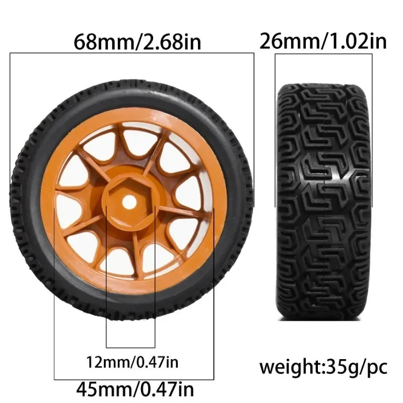 4 stücke 68mm Rally Reifen Gummi Reifen Rad Reifen für Tamiya XV01 XV02 TT01 TT02 PTG-2 1/10 RC Rally Racing auto Upgrade Teile