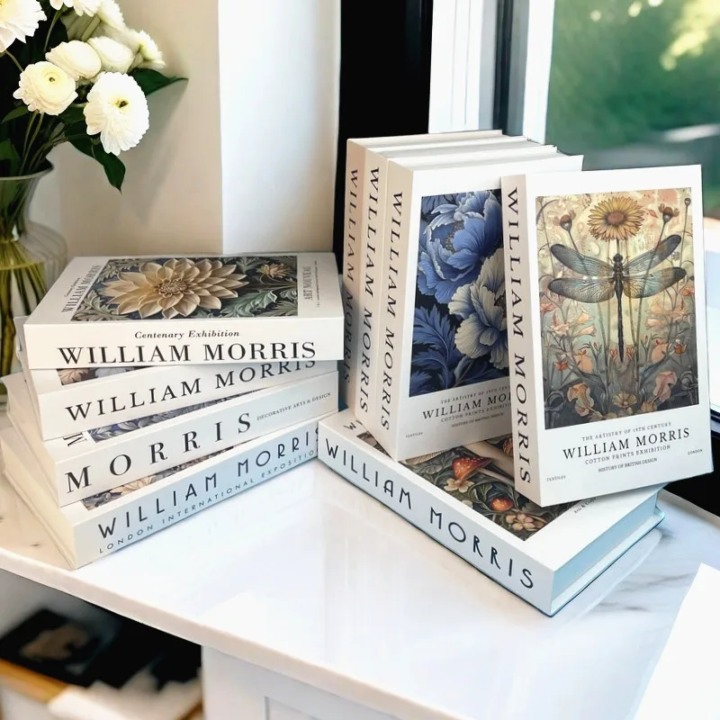 William Morris Fake Book Storage Box Luxury Decorative Books Design Coffee Table Bedroom Decoration Vintage Home Interior Decor