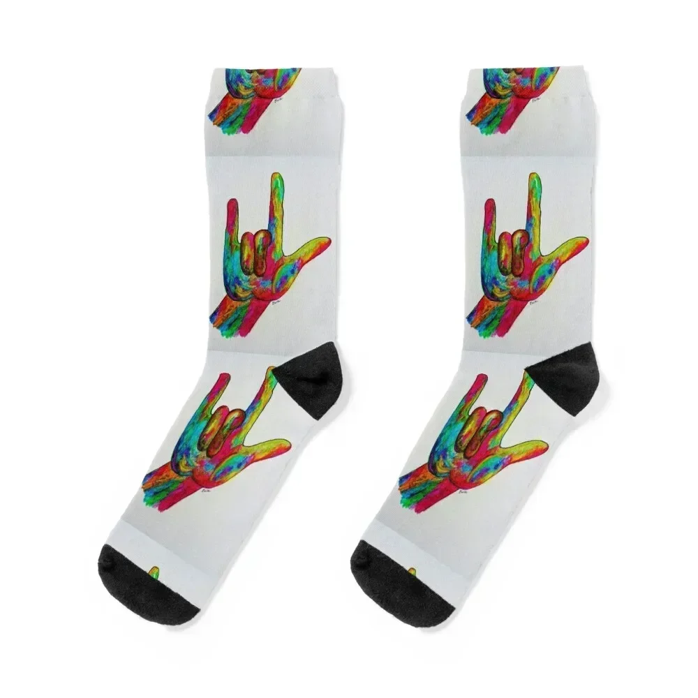 

I LOVE YOU - American Sign Language Socks golf sports stockings happy sport Socks Girl Men's