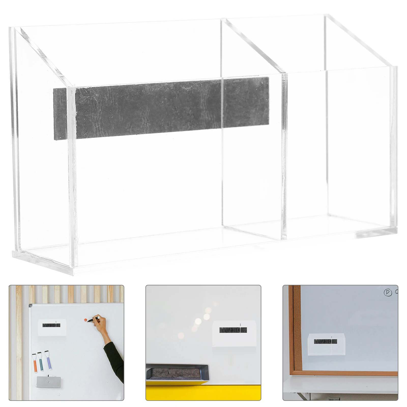 

Magnetic Pen Holder Classroom Pencil Desktop Accessory Organizer Dry Erase Marker Holders Stationery Acrylic Cup Clear