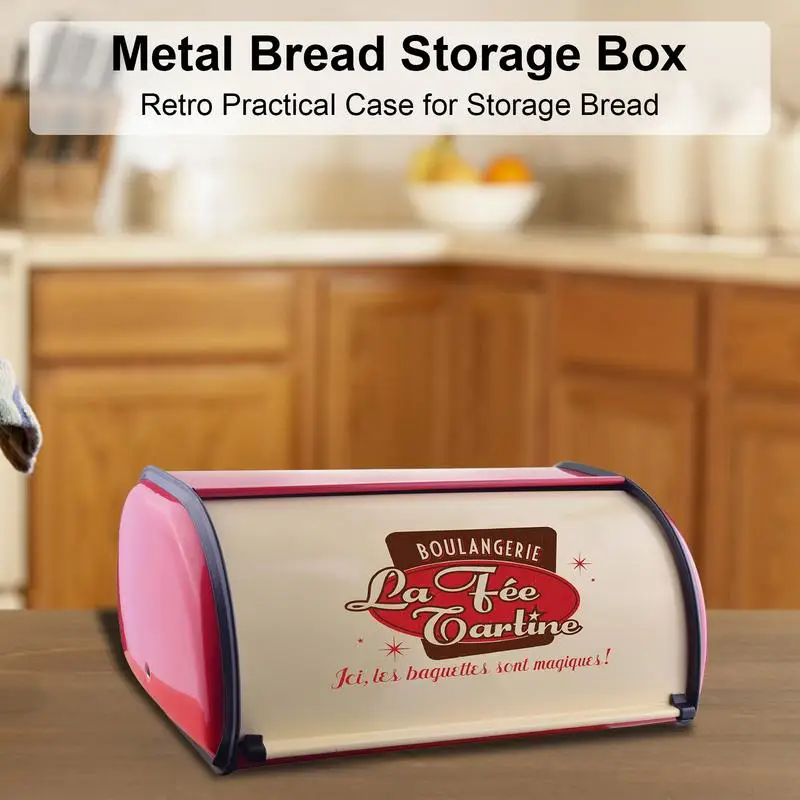 Metal Bread Storage Box Portable Retro Practical Case Kitchen Storage Organizer Durable Cake Dessert Seal Container For Home