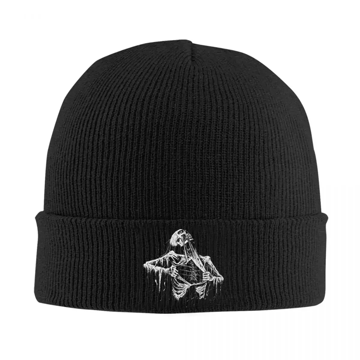 Skeleton Ripping Rib Cage Vintage 90s Graphic Knitted Caps for Women Men Beanies Winter Hat Acrylic Warm Caps