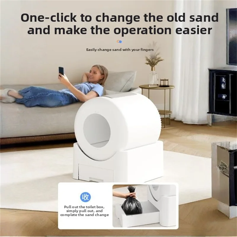 صناديق رمل ذاتية التنظيف للأشعة فوق البنفسجية، صندوق رمل كبير للقطط، مقعد تلقائي مغلق، منتجات القطط الذكية الكهربائية، تطبيق التحكم عن بعد