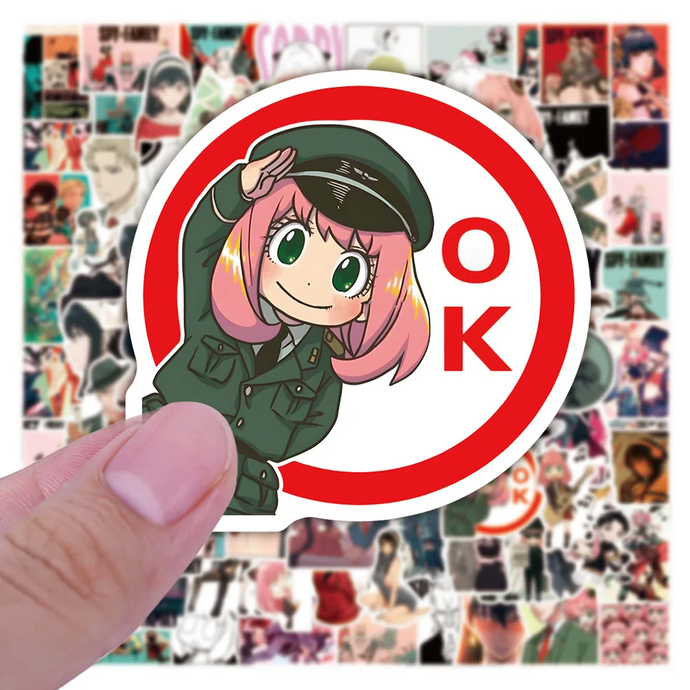 10/30/50/100 Uds dibujos animados Spy X pegatinas familiares Anime DIY portátil monopatín teléfono coche fresco impermeable niños pegatina juguete calcomanías regalo