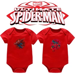 Marvels Spidermans Baby Romper Anime Action Figures Newborn Clothes Summer Red Short Sleeve Bodysuits Ne-Pieces Gift Hot Sales