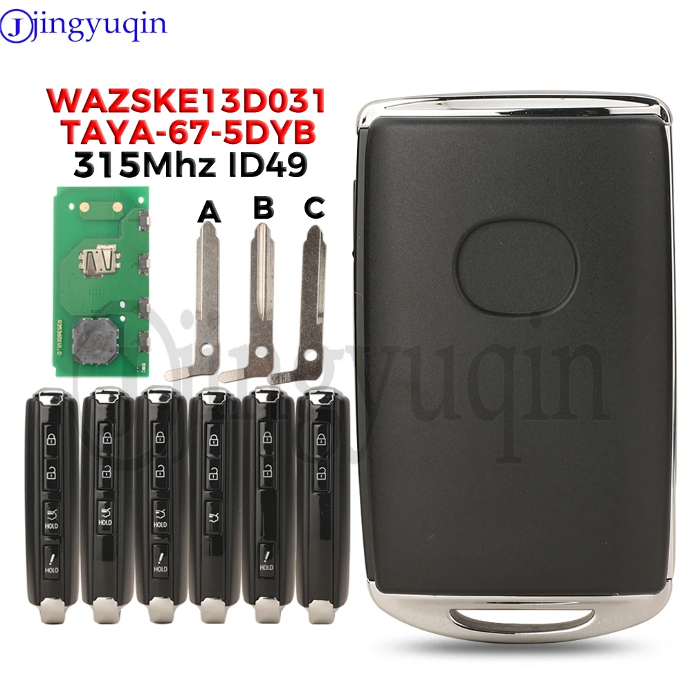 jingyuqin WAZSKE13D03 ID49 Chip 315MHz Car Key Remote Control For Mazda CX-5 CX-9 MIATA MX5 M6 Hirag-Pro Promixity Card