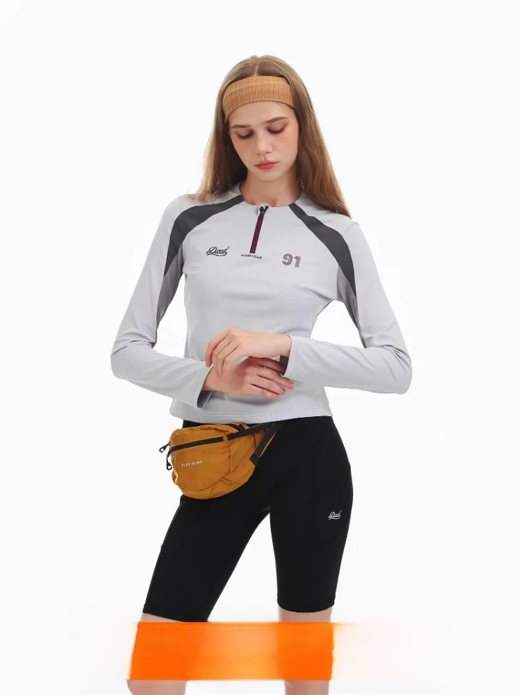 

DSU Women's Slim Fit Long Sve T-irt f Zipper Sport Fitn Training Wear Color Blo Spring Cycling Outfit Cool Sensa...