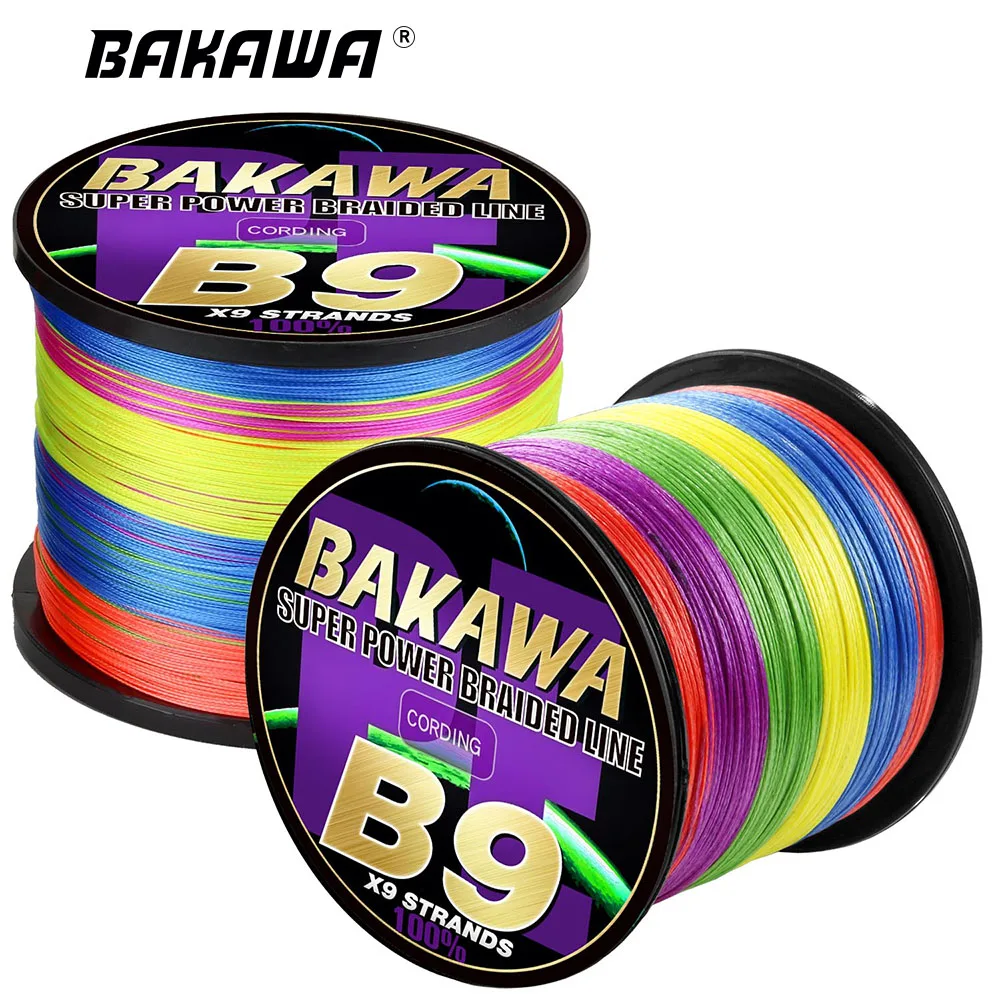 BAKAWA 9 Strands 300M 500M 1000M Multifilament PE Braided Fishing Line 22-100LB Super Strong Smooth Durable Carp Seawater Pesca