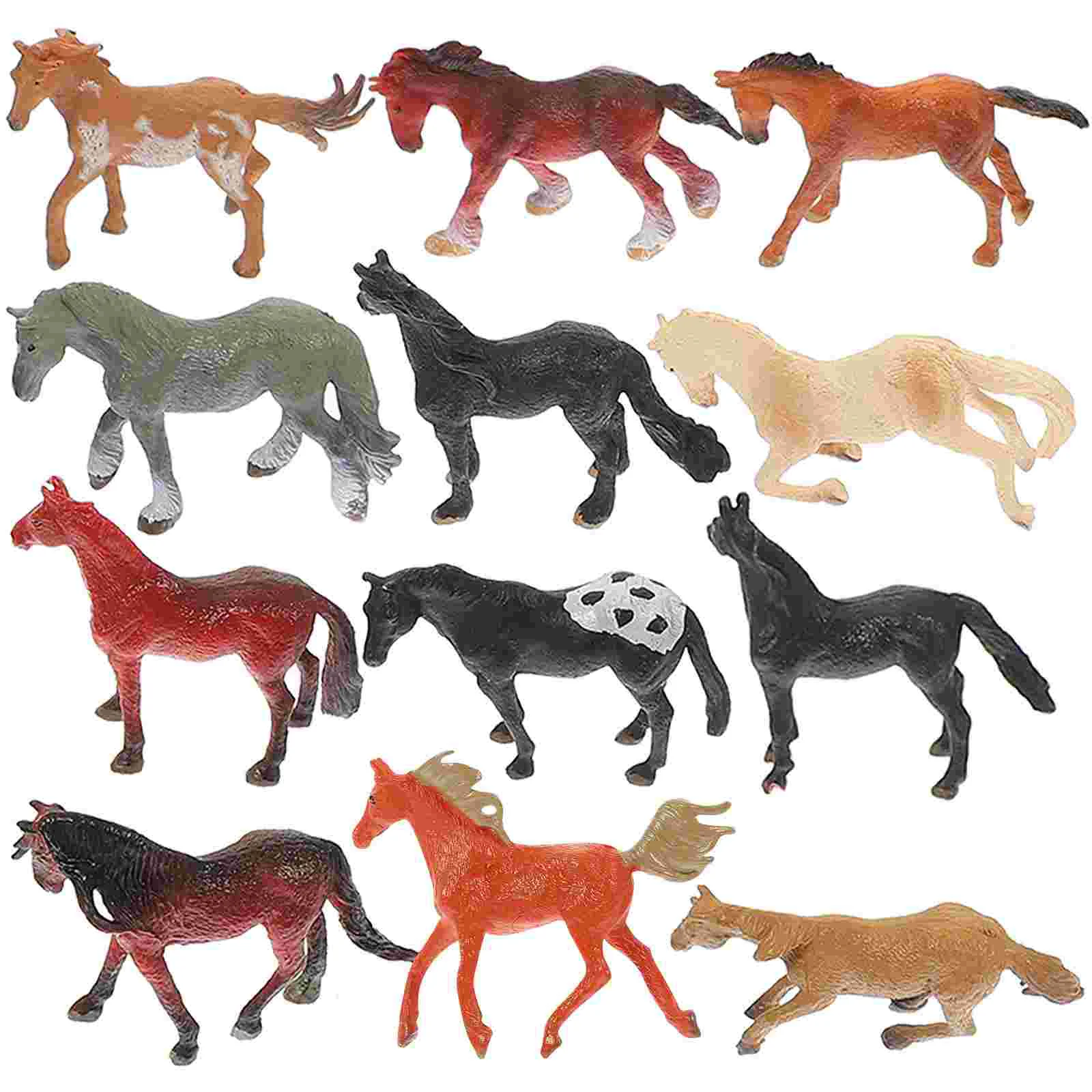 

12 Pcs Horse Model Toy Simulated Figurines Simulation Decor Animal Models Wear-resistant Toys Children Accessory Adorable