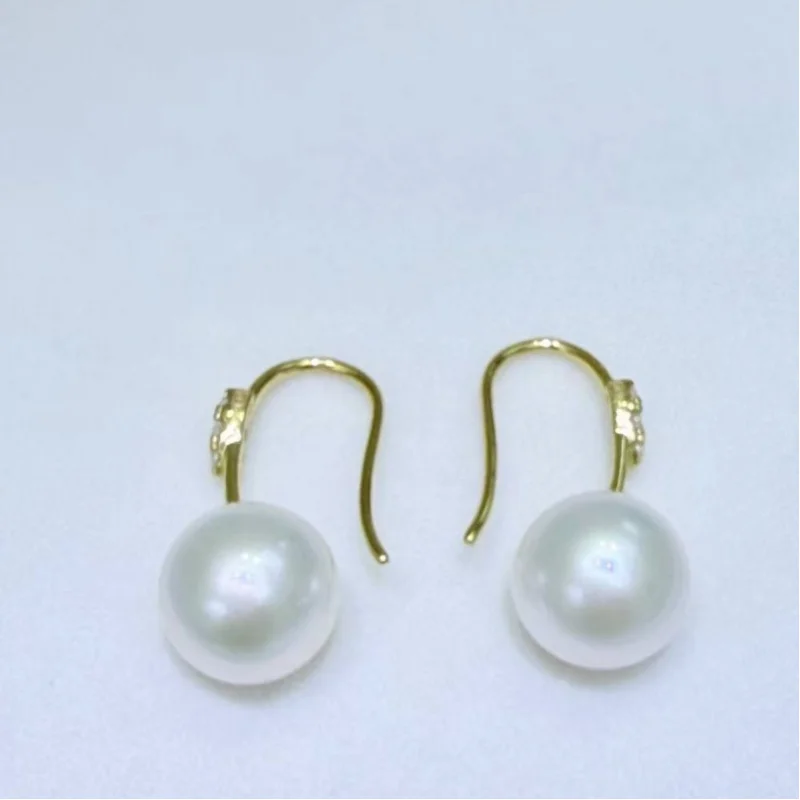 

Пресноводный жемчуг 10-11 мм круглые почти высококачественные аксессуары серьги-крючки в стиле ушей