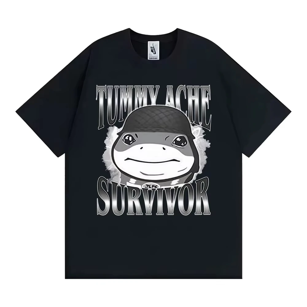 Camisetas Funn Tummy Ache Survivor Jeff The Land Shark Helmet Meme para hombre y mujer, camiseta de manga corta de gran tamaño con humor vintage