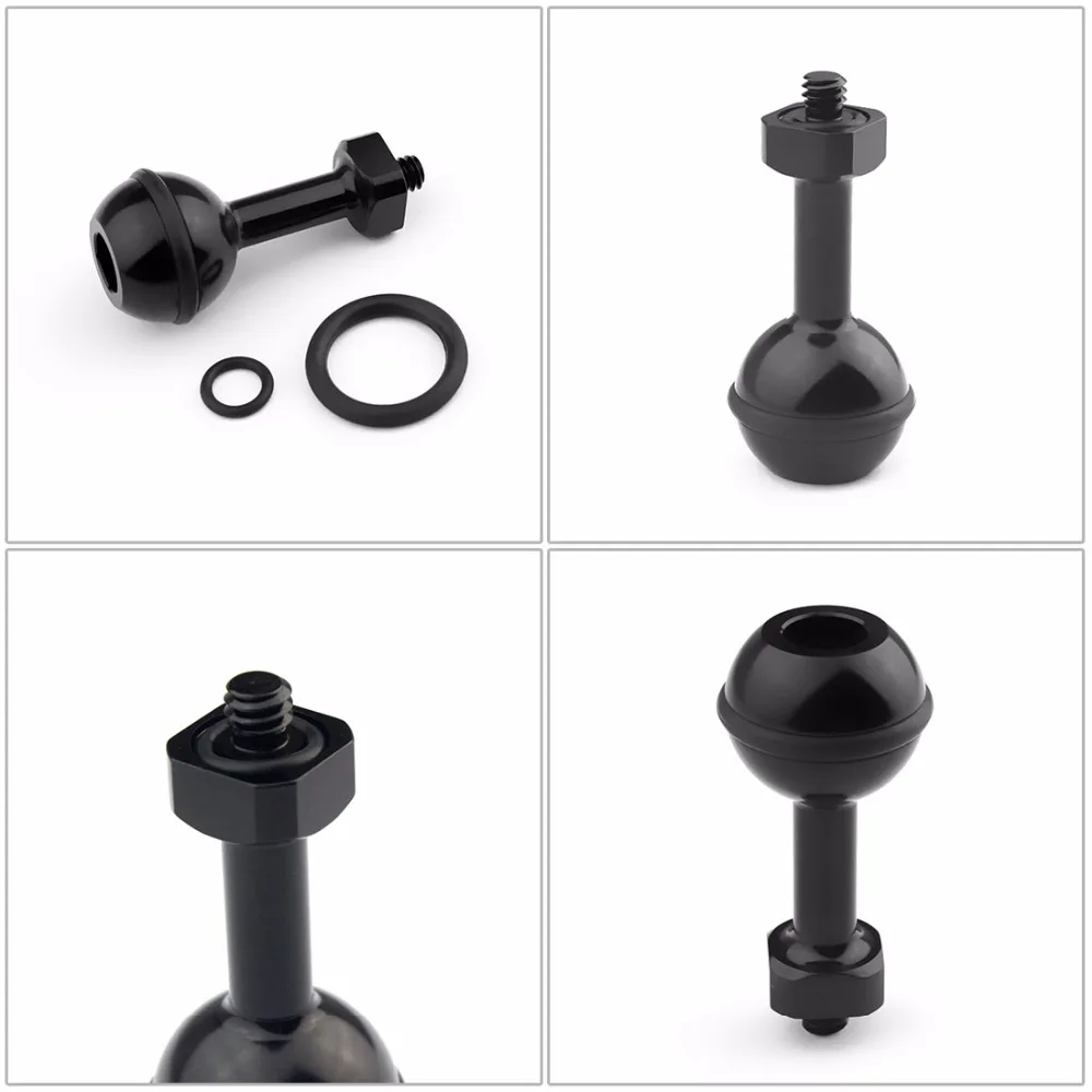Aluminiumlegierung Tauchen Licht Taschenlampe Dual Kugelgelenk Arm und 2 Schmetterling Clip Klemmhalterung für Unterwasserfotografie Kamera – Detail 17