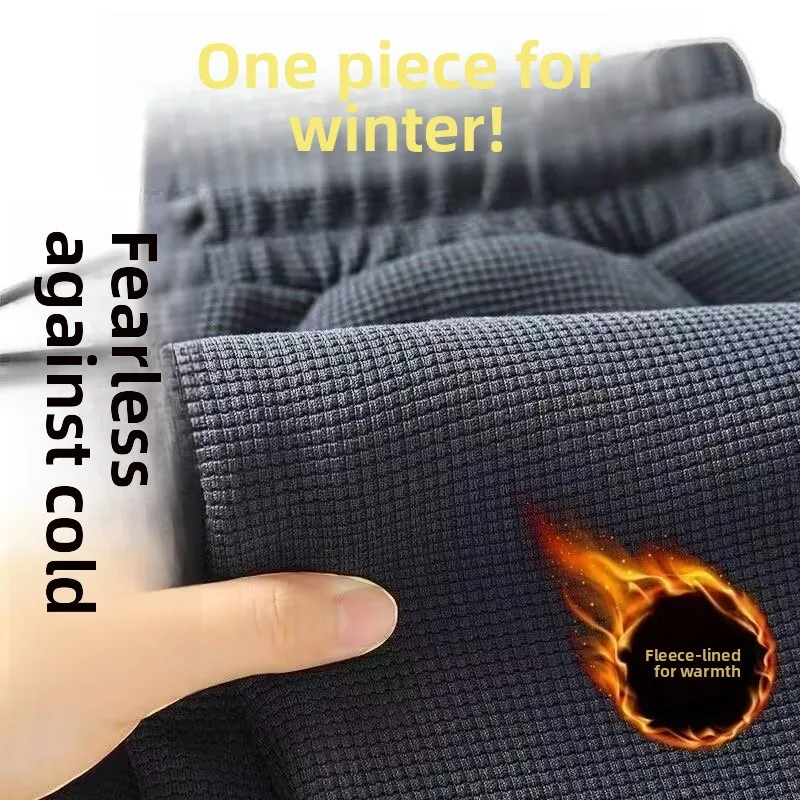 

Men's Autumn Winter Fleece Lined Casual Pants Wear Resistant Long Straight Leg Trousers Comfortable Breathable Leisure Sweatp...