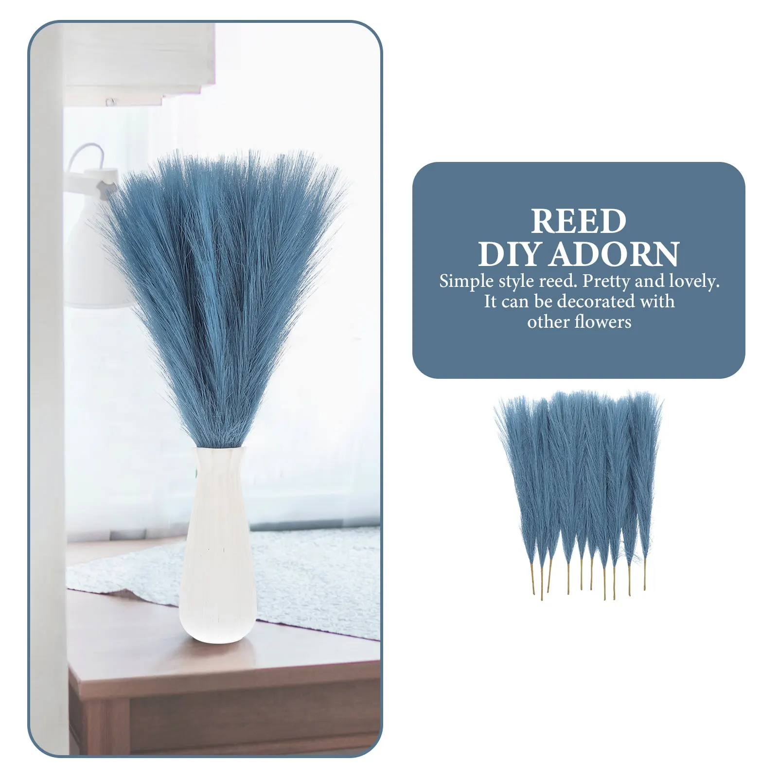 

10Pcs Artificial Pampas Grass Fake Reed Bouquet for Wedding Home Decor Flower Arrangement Faux Pampas Grass Vase Reed Decors