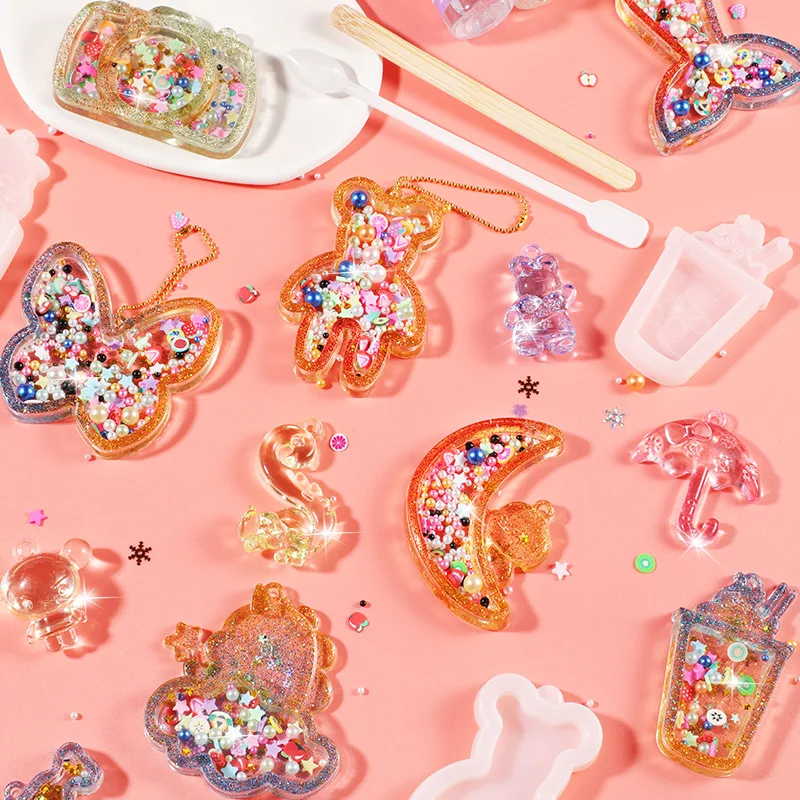 DIY Crystal Gel Craft Toy Children Crystal Necklace Backpack Pendant Keychain Coloring Gift  Educational Art Jewelry Making Kits