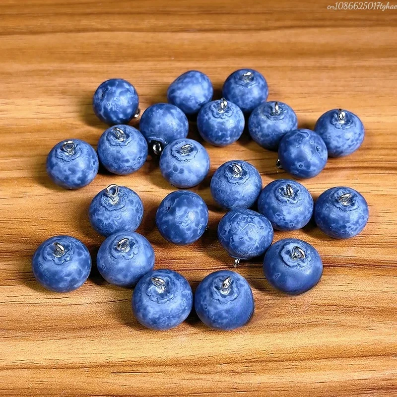 Dijes de resina de arándanos pequeños 3D, colgante de comida de fruta simulada DIY para pendientes, collar, joyería, accesorio para hacer 10 Uds.
