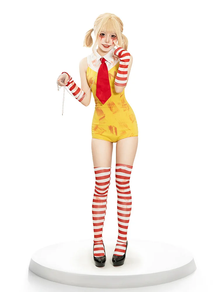 Halloween Anime Cosplay Kostüm Damen Sexy Parodie Clown Kostüm Maskerade Themenparty Verkleidung Karneval Bühnen-Jumpsuit Neu – Detail 8
