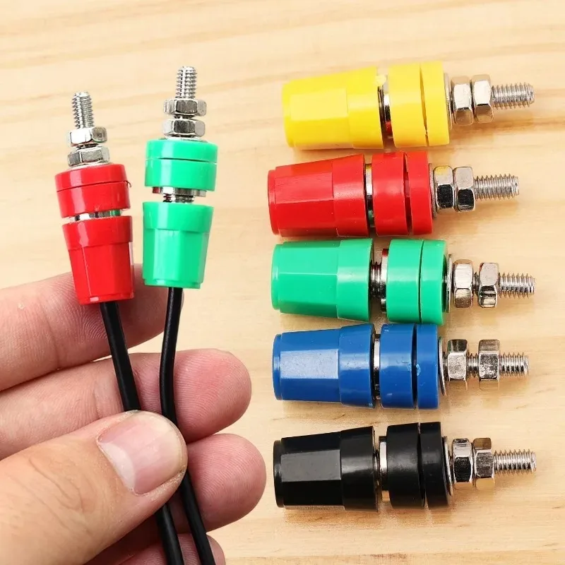 1-6Pcs 4mm Female Banana Plug Socket Connector Red Green Yellow Black Blue Panel opening 6mm Binding Post Amplifier Terminal