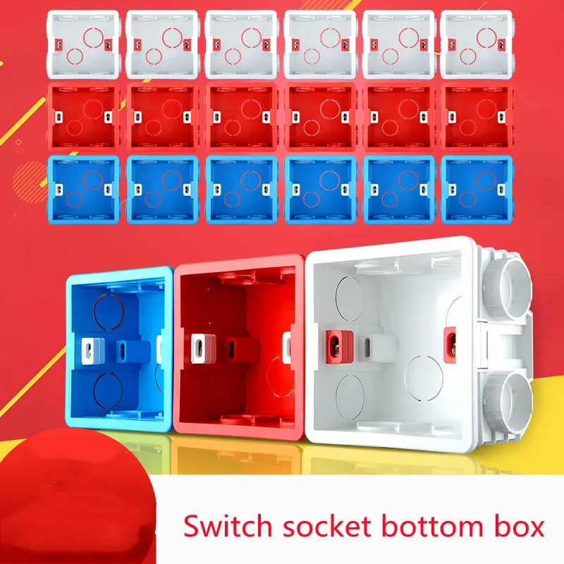 Type 86 General electric wall switch socket mounting box, switch socket junction box hidden in the mounting box white red blue