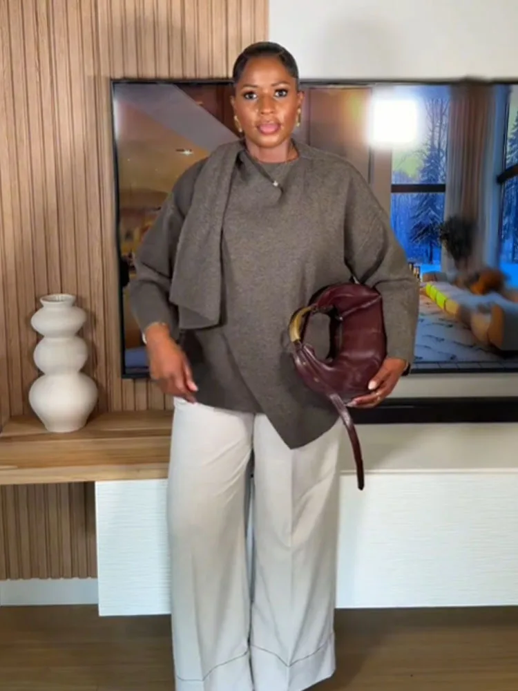 

HH Women's Autumn New Fashion Cardigans Solid O-Neck Long Sleeves Pocket Button Pullover Female Elegant Loose Sweater Tops