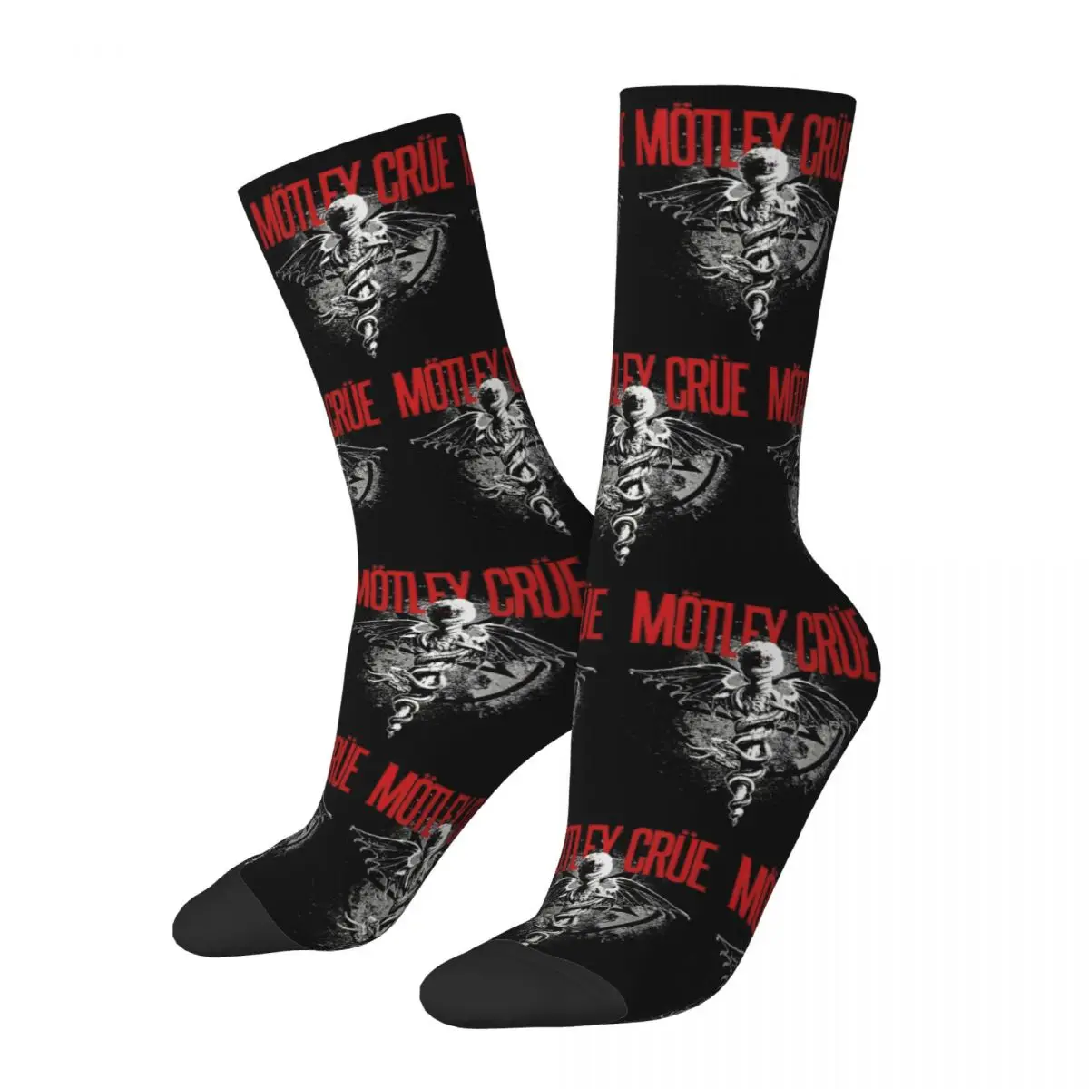 Autumn Winter Cool Unisex The Winged Skull Snake Sword Motley Crues Socks Non-slip Basketball Socks