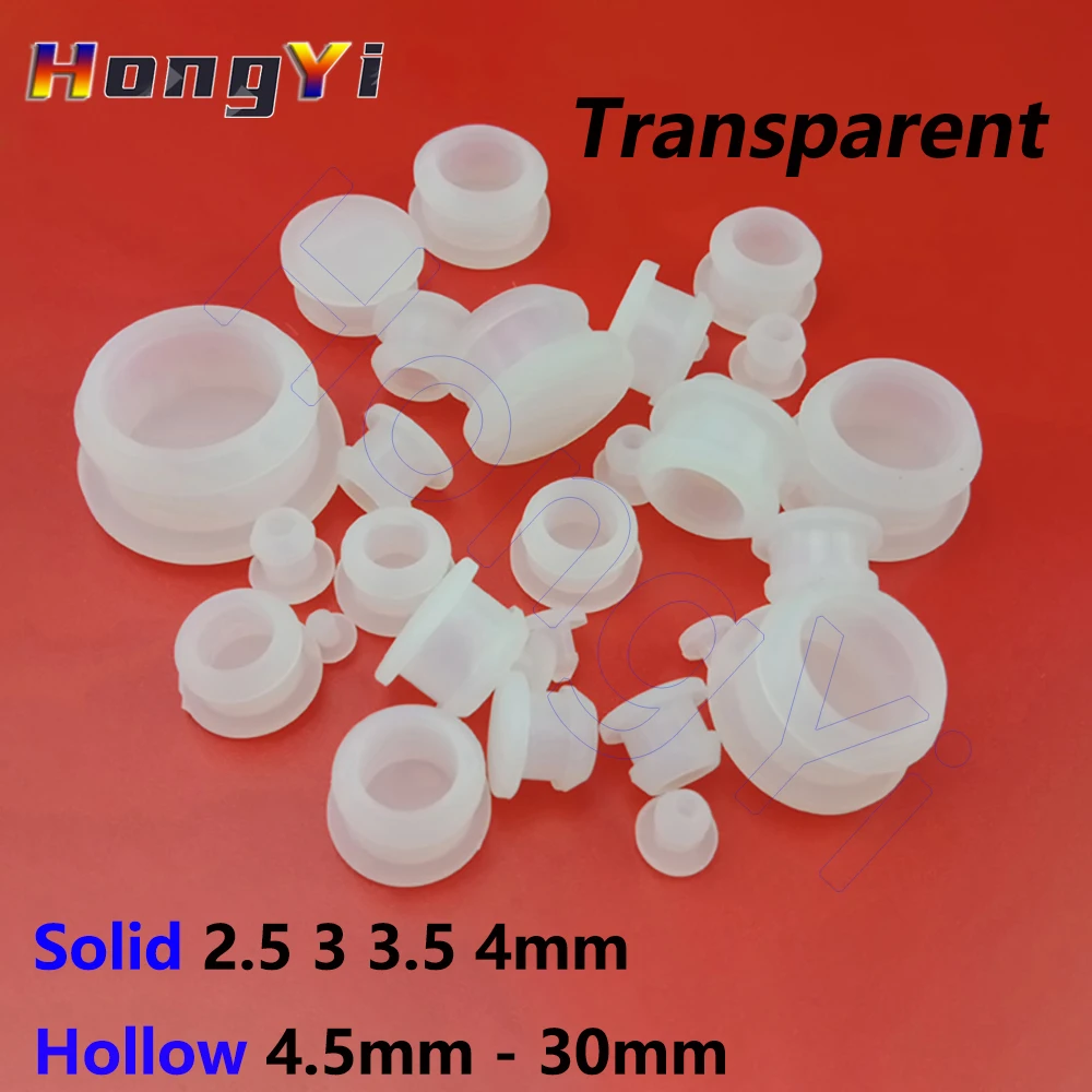 

2/5/10Pcs Transparent Silicone Rubber Snap-on Hole Plug Blanking End Caps Seal Stopper,Solid 2.5 3 3.5 4mm,Hollow 4.5mm to 30mm