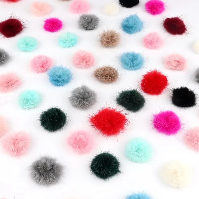 10 sztuk/partia 3cm Pompon futrzany prawdziwa norka futrzaste kulki 30mm Mini pompony DIY Pompon Decro dla kapelusze czapka szalik rękawiczki brelok hurtownie