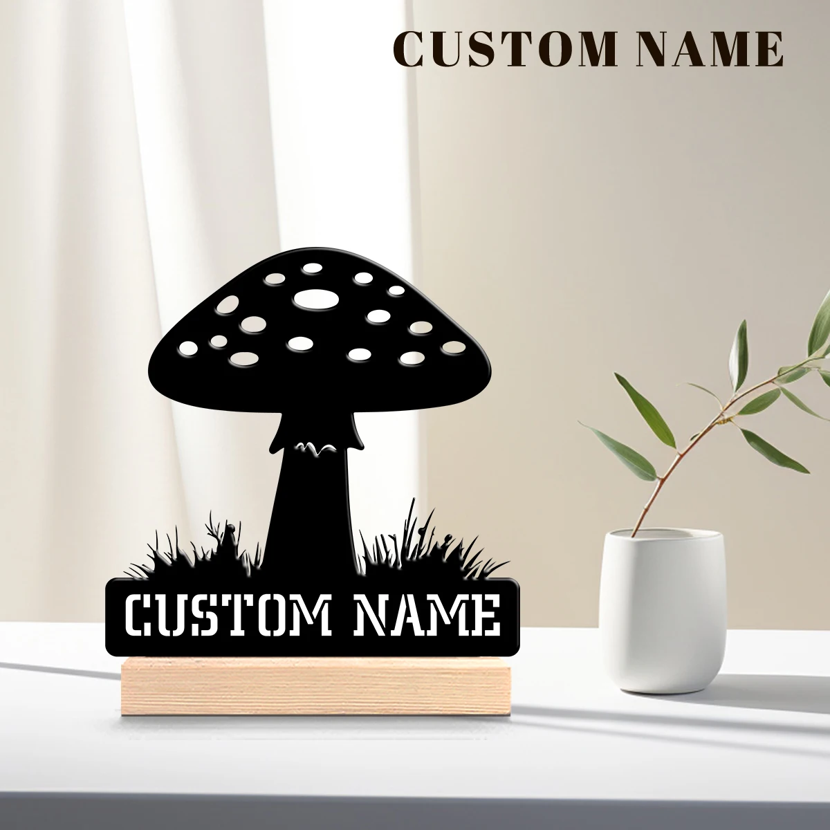 1pc Customizable Wrought Iron Desktop Decoration Custom Content Equipped with Wooden Base Unique Desktop Decoration Custom Gifts