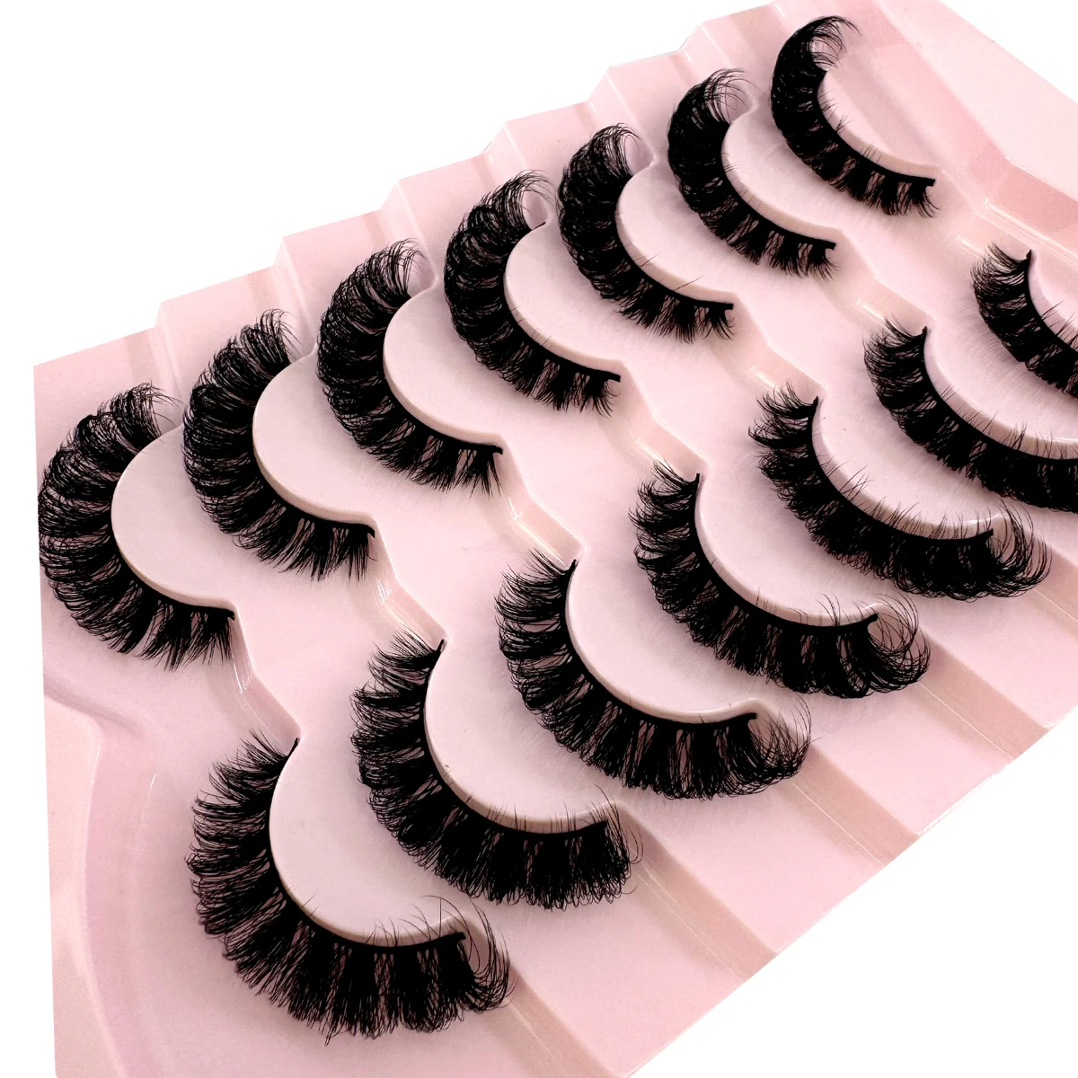5/7 Paar russische Streifenwimpern, flauschige künstliche Nerzwimpern, Wispy-Wimpern für einen natürlichen Look, dicke, voluminöse künstliche Wimpern, lockige künstliche Wimpern – Detail 5