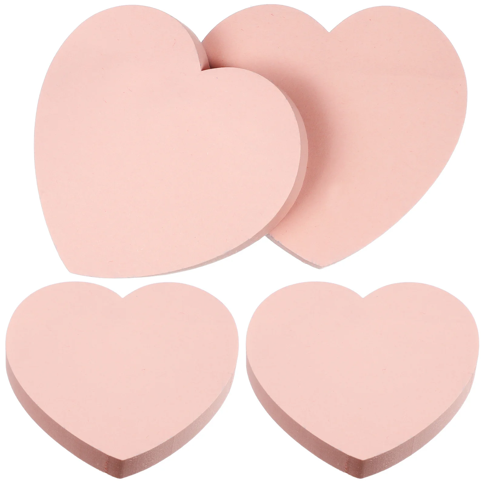Bloc de notas portátiles en forma de corazón, 4 libros, superficie de escritura suave para material escolar y de oficina, fácil reposicionamiento, No