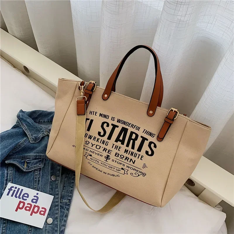 

Fashion Canvas Handbag and Purse Female Large Capacity Shoulder Bag Letter Design Crossbody Bag Casual Totes Bag Bolsa