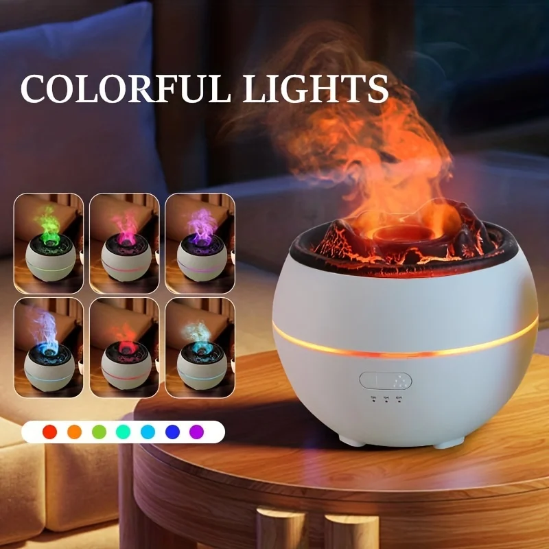 360ml Cool Mist Air Humidifier Aroma Essential Oil h2o USB air Diffuser Volcano humidifier Water Sprayer 7 colors fire flame