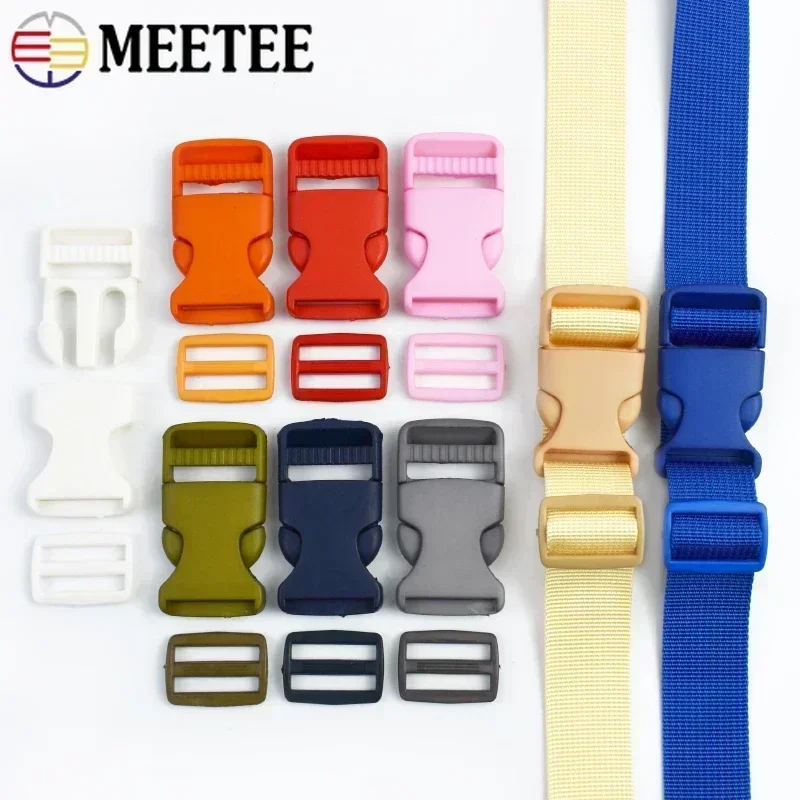 1/2/5Sets 20/25mm Dog Collar Release Buckle Webbing Sliders Tool Suit Bag Strap Side Clip Plastic Hook Tapes Tri-Glide Accessory