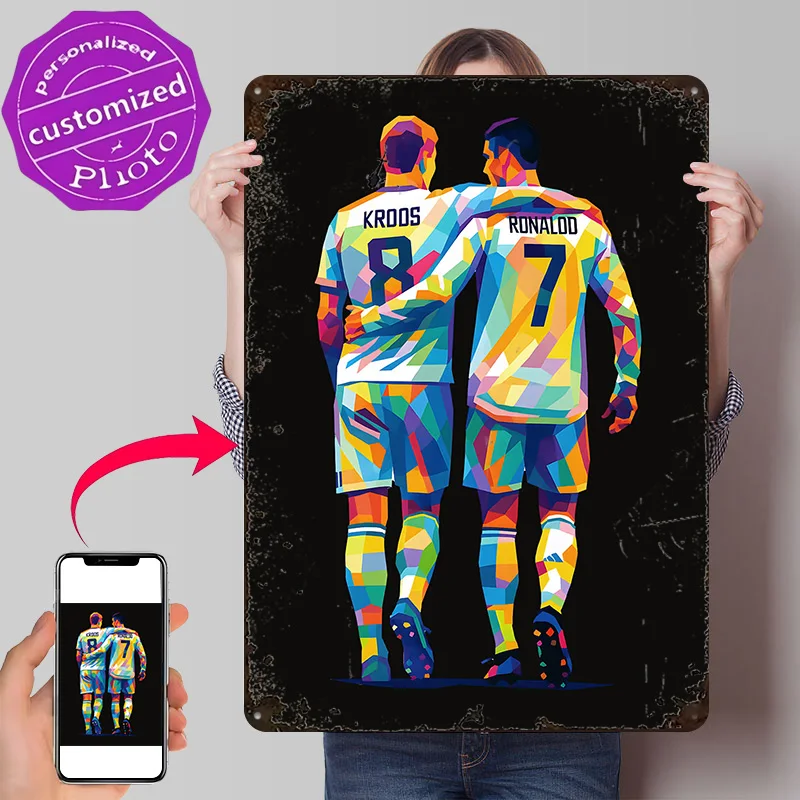 Kroos and Ronaldo Colorful Art Metal Poster Perfect Gift for Fans Lovers Customized Wall Art Metal Sign for Room Decoration Man