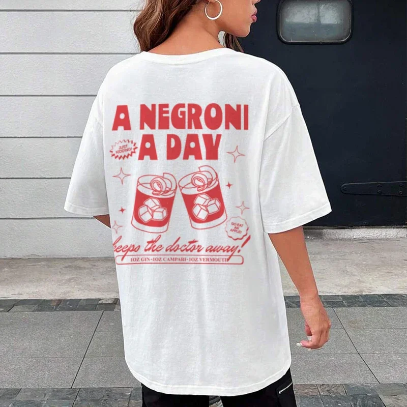 

Women Oversized Negroni T-Shirts Summer Aesthetic Harajuku Streetwear Tops Retro Funny Cocktail T Shirt Unisex Fashion Clothes