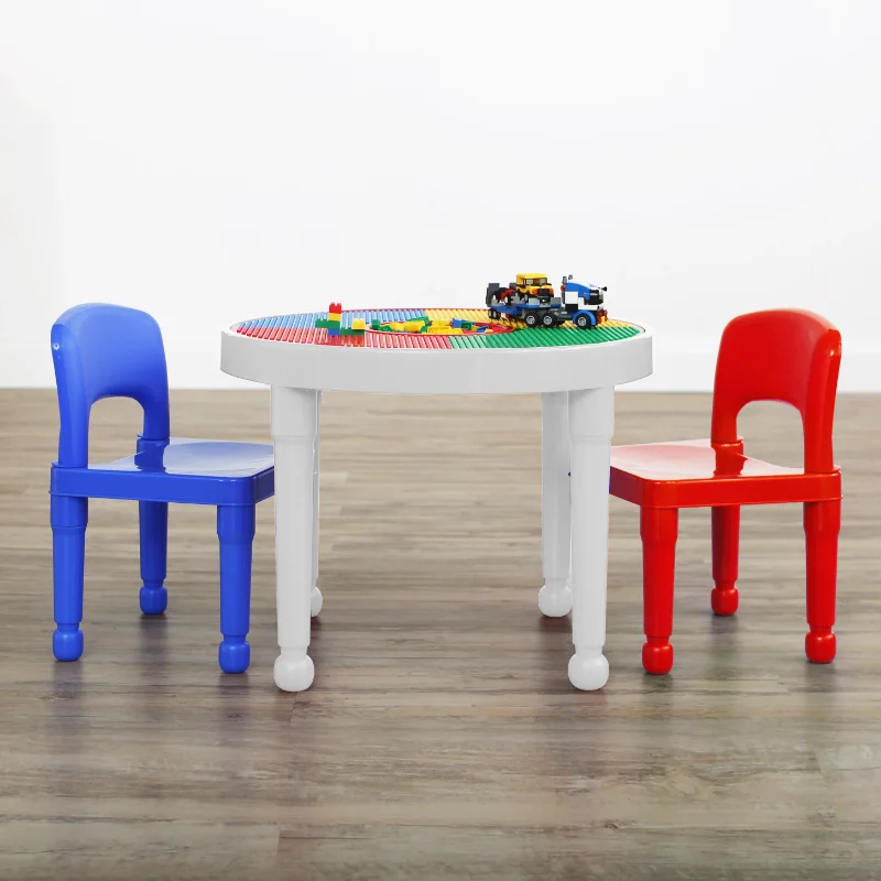 Humble Crew Playtime 2 in 1 Plastic Building Block-Compatible Activity Table Chairs Set New Kids 