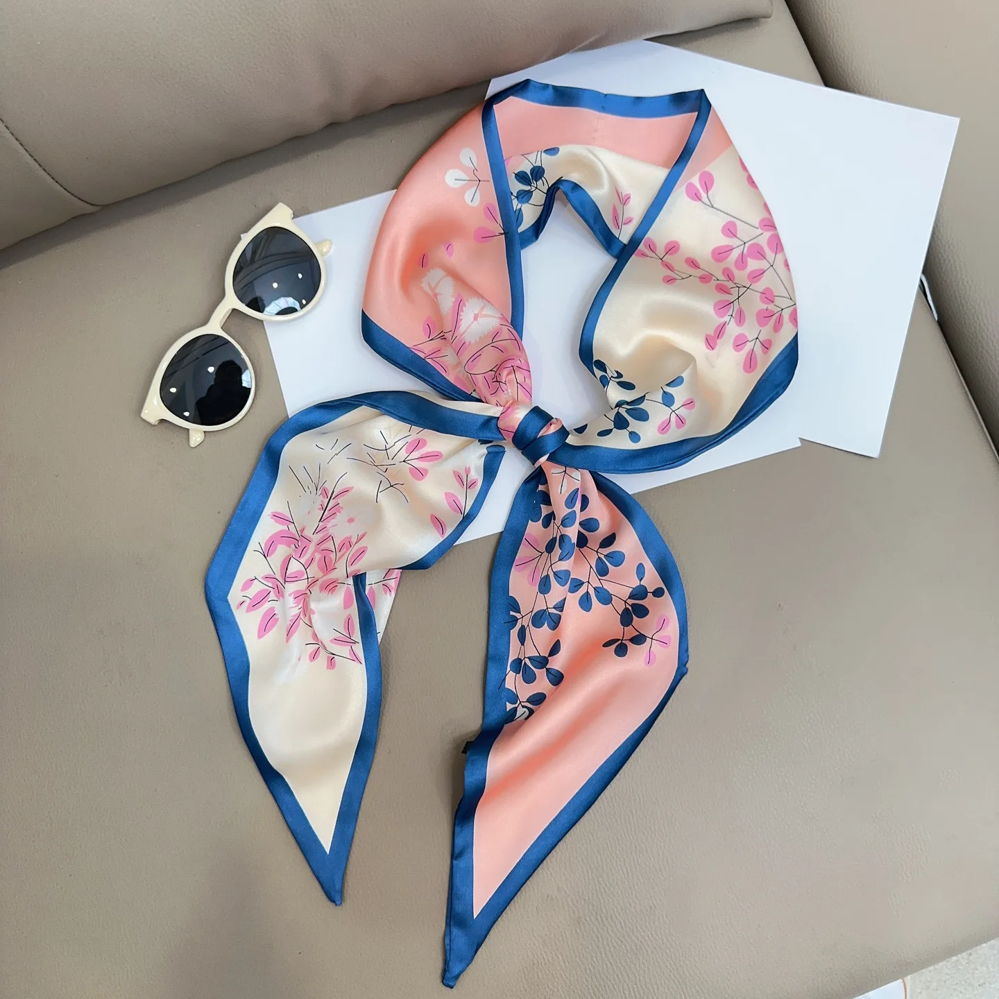 Luxuriöser Seidenschal mit Gürteldruck für Damen, weicher Halstuch, eleganter Schal, Bandana, Paisley-Print, Hijab, Taschenband – Detail 7