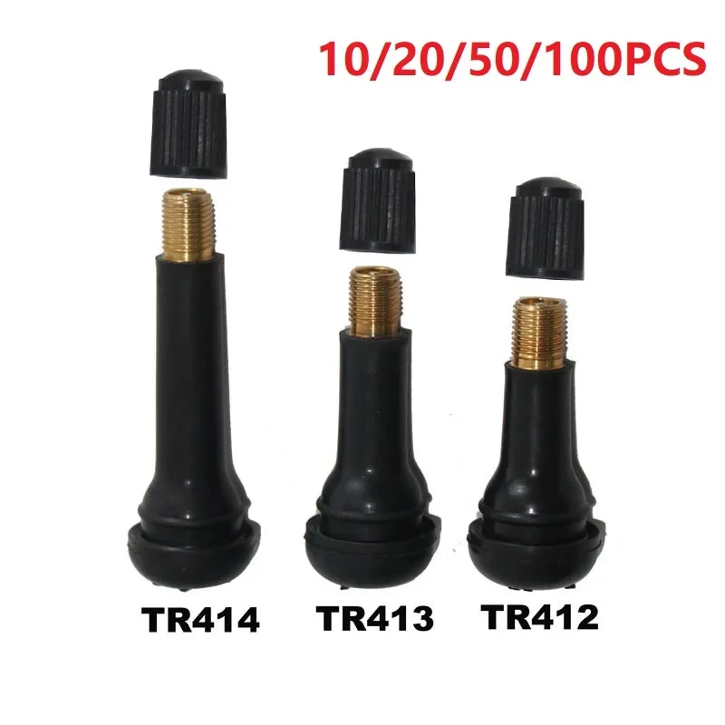 

TR412 Snap-in Car Tubeless Tyre Valve Stems Rubber Copper Vacuum Tire Air Valve for Auto Motorcycle Moto