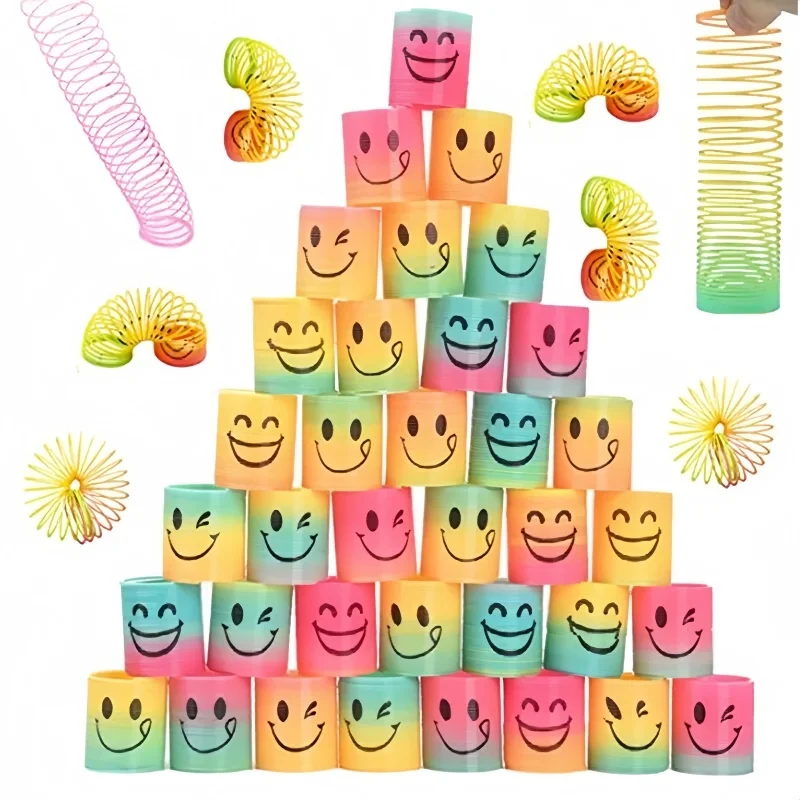 12pcs/Set Rainbow Stacking Music Nostalgic Puzzle Plastic Small Gift Spring CircleMagic Rainbow Circle For Boys Girls Gift Toy