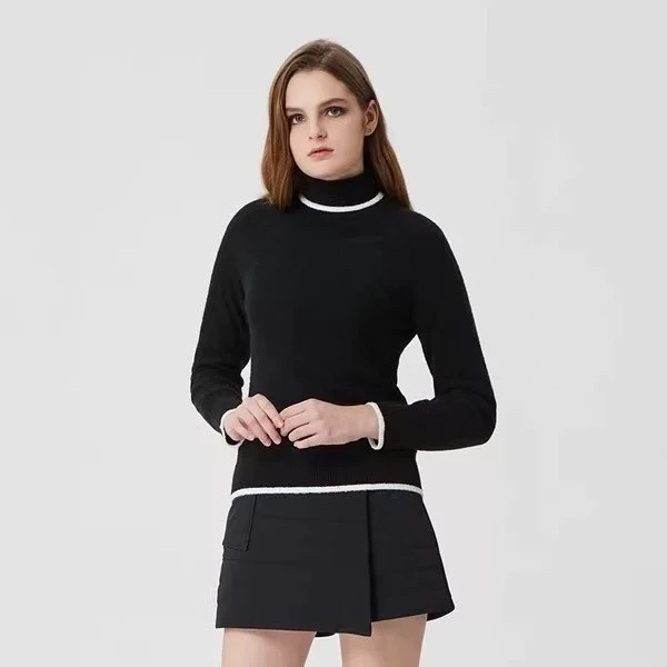 2026 New Korean Style Women Golf Turtleneck Sweater, Minimalist Long Sleeve TopWarm Sports Blouse  Autumn Winter Golf Daily Wear
