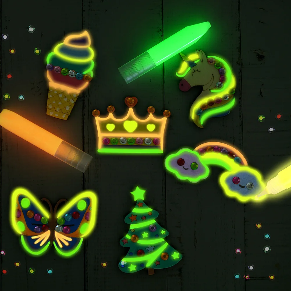 DIY木製マグネット木工キット 子供用 暗闇で光る、アート用品絵画キット、クリスマスプレゼントの楽しいパーティーの記念品