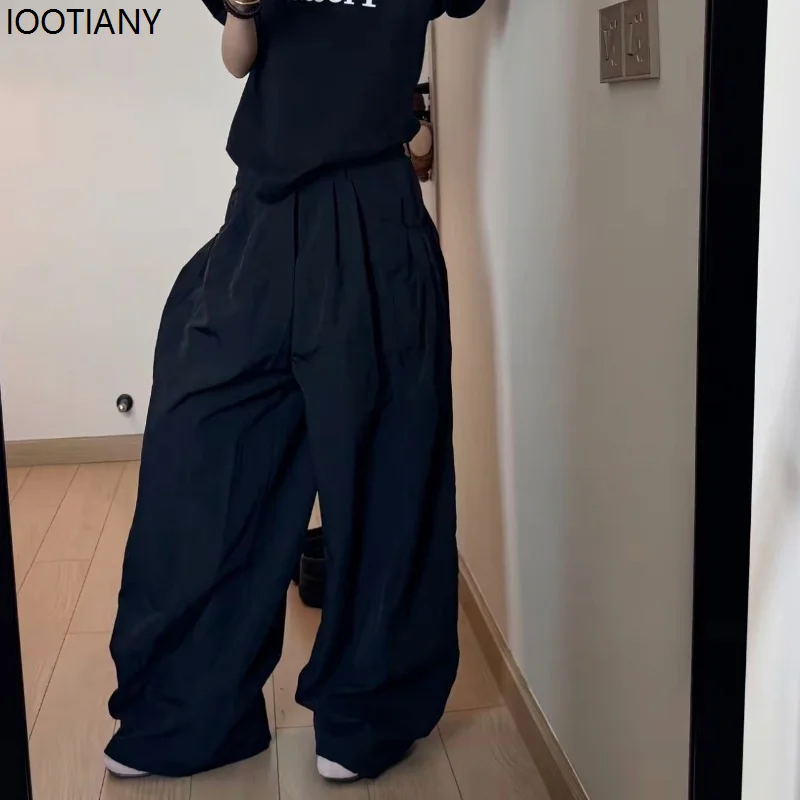 Gary Women's Overalls Wide Leg Stretch High Waist Solid Color Korean Style Fashion Loose Pants Grunge Rock Street Casual Cloth