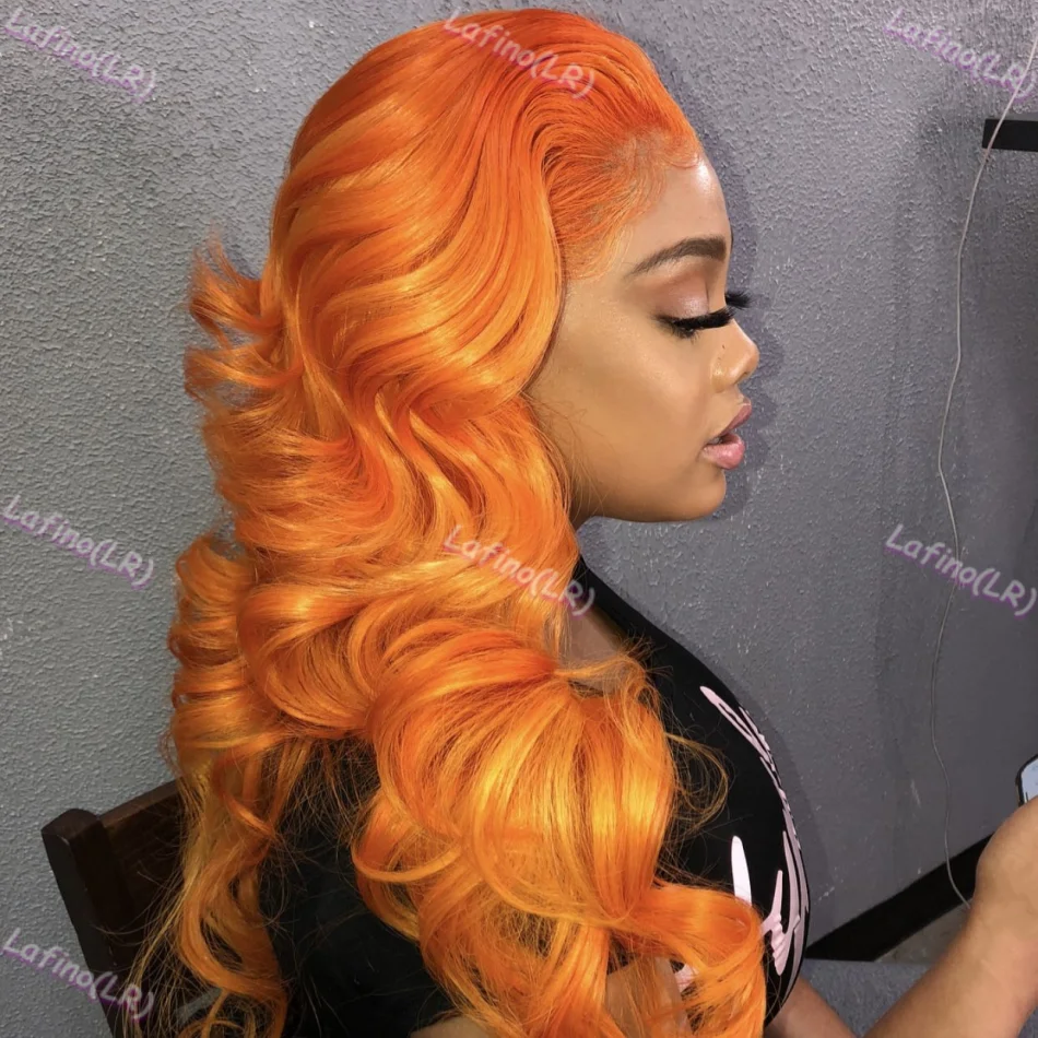 Orange Ginger 13x6 HD Lace Frontal Wig 30 Inch Transparent Ginger Colored Human Hair Wig 13x4 Body Wave Lace Front Brazilian Wig