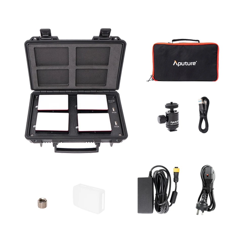 Aputure MC 4-Light Travel Kit CCT 3200K-6500K RGB Full HSI Color Pocket Video Light for Studio Photography CRI 96+ TLCI 97+