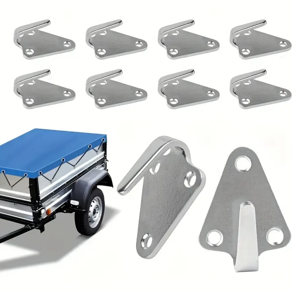 10pcs Tarpaulin Hooks 3 Holes Metal Trailer Net Fixing Mounting Hook For Tarpaulin Attachment RV Camper Hooks Accessories