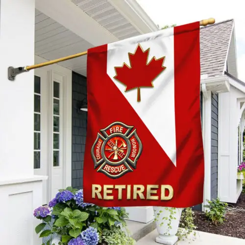 Firefighter Flag Retired Firefighter Canadian Flag Garden Flag - House Flag