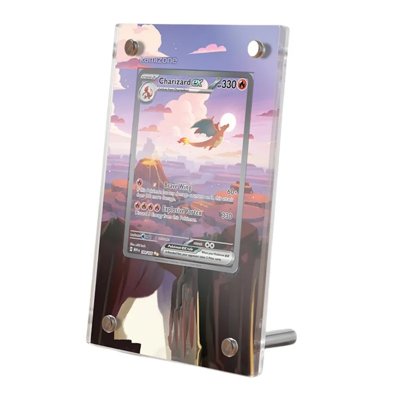 Présentoir de cartes de collection acrylique Pokemon Charizard, personnages cancers, peinture arc-en-ciel, brique coincée, anime, irritation, jeu